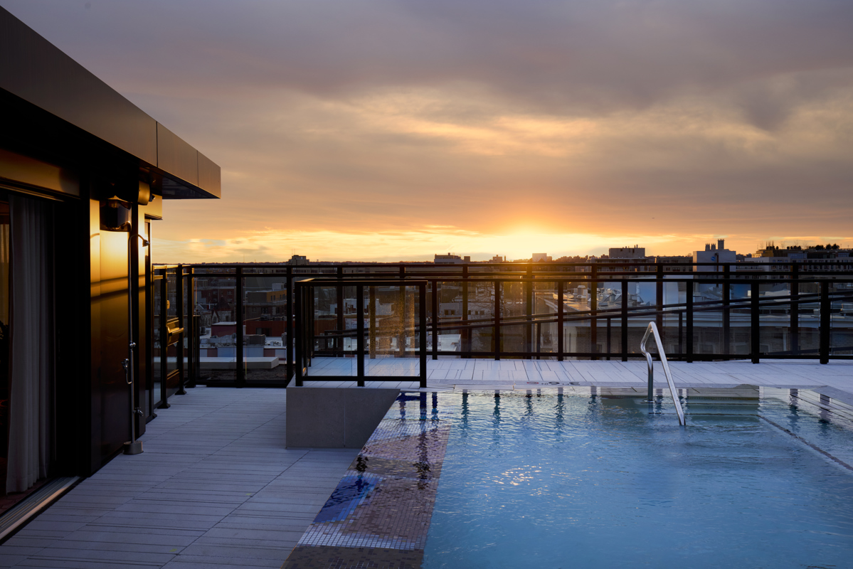 NOVEL 14th Street rooftop pool at sunset - Washington, DC